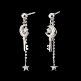 ドルチェモダール シルバー オパール＆ＣＺ 鍵モティーフ 星月チャームピアス