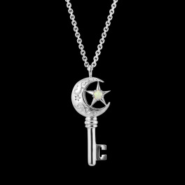 ドルチェモダール シルバー オパール＆ＣＺ 鍵モティーフ 星月ロングネックレス