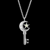 ドルチェモダール シルバー オパール＆ＣＺ 鍵モティーフ 星月ロングネックレス