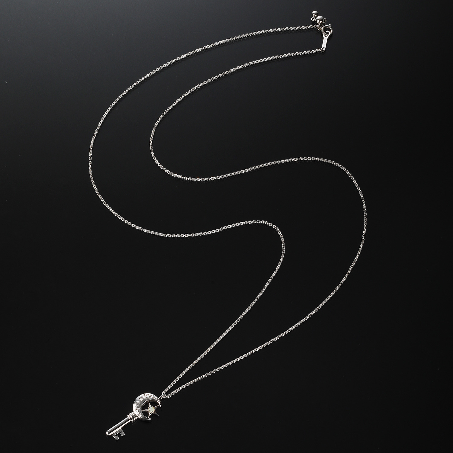 ドルチェモダール シルバー オパール＆ＣＺ 鍵モティーフ 星月ロングネックレス