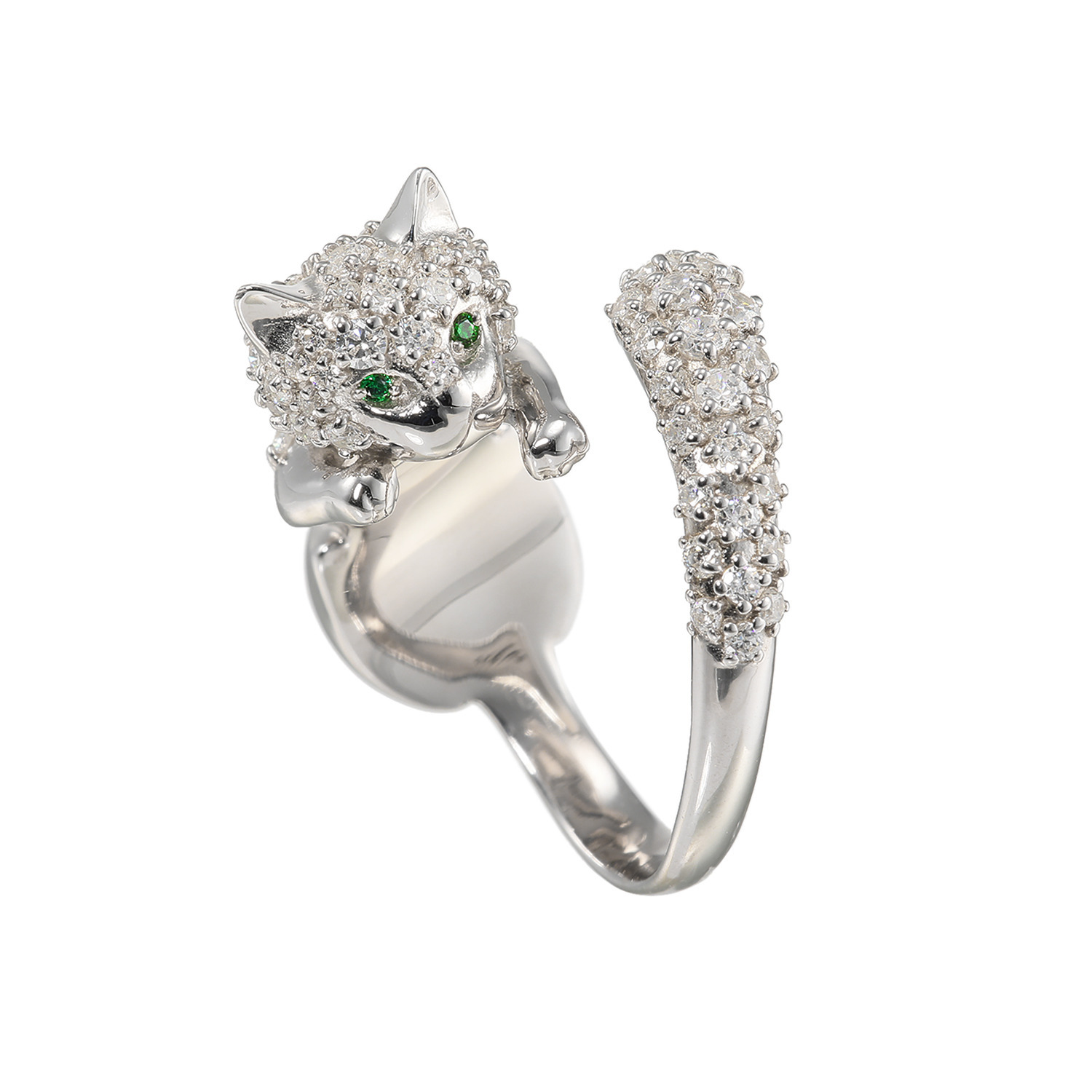 ドルチェモダール シルバー＆ＣＺ キャットモティーフ ゴージャスリング