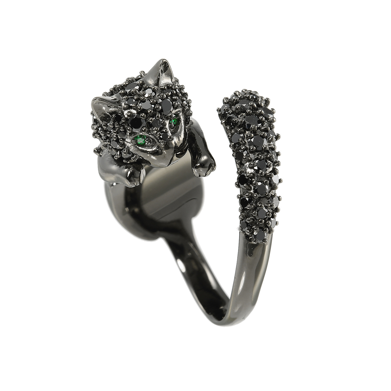 ドルチェモダール シルバー＆ＣＺ キャットモティーフ ゴージャスリング