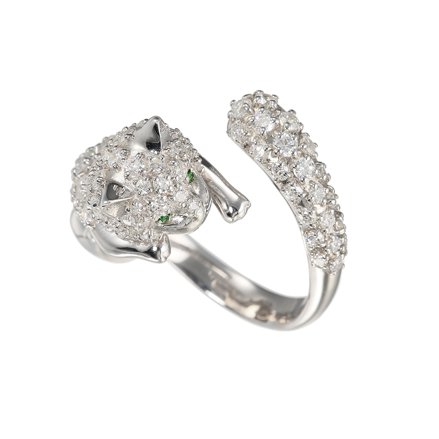 ドルチェモダール シルバー＆ＣＺ キャットモティーフ ゴージャスリング