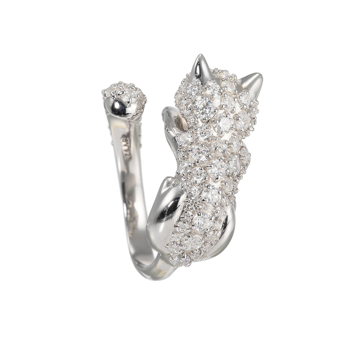 ドルチェモダール シルバー＆ＣＺ キャットモティーフ ゴージャスリング