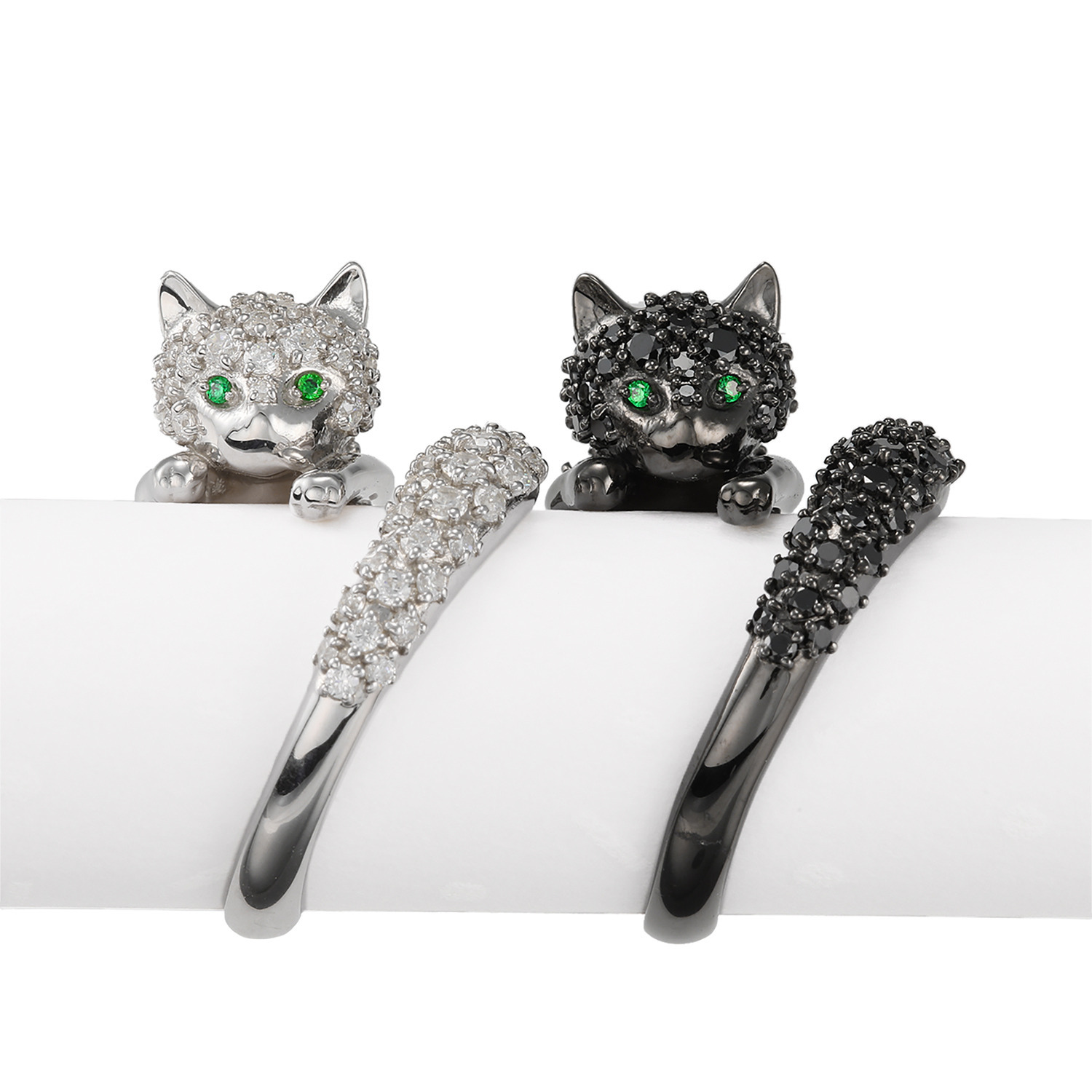 ドルチェモダール シルバー＆ＣＺ キャットモティーフ ゴージャスリング