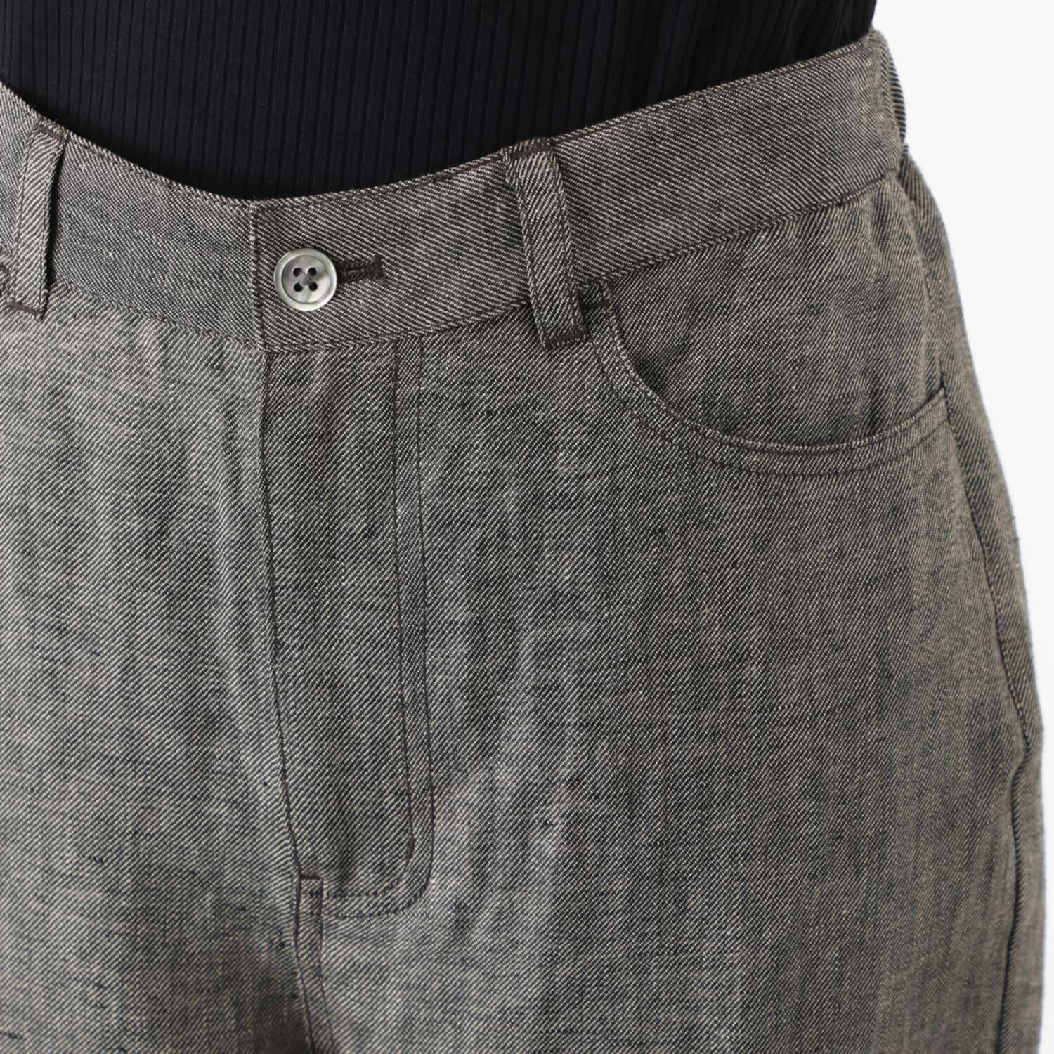 レア　ジェム リネンツイルで 優雅にスタイルカバー テーパードパンツ