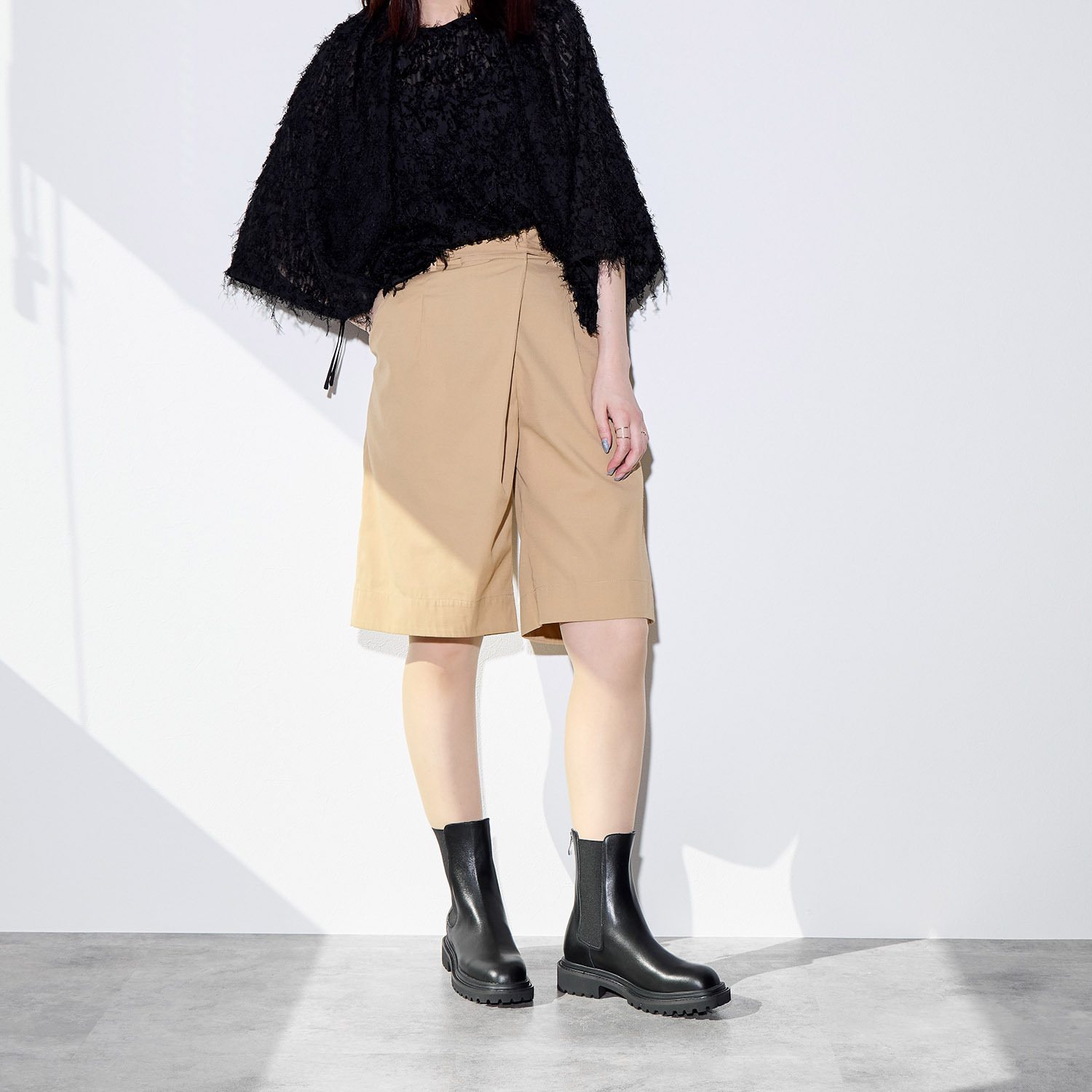 ニカル 本革 サイドゴア ボリュームソールブーツ