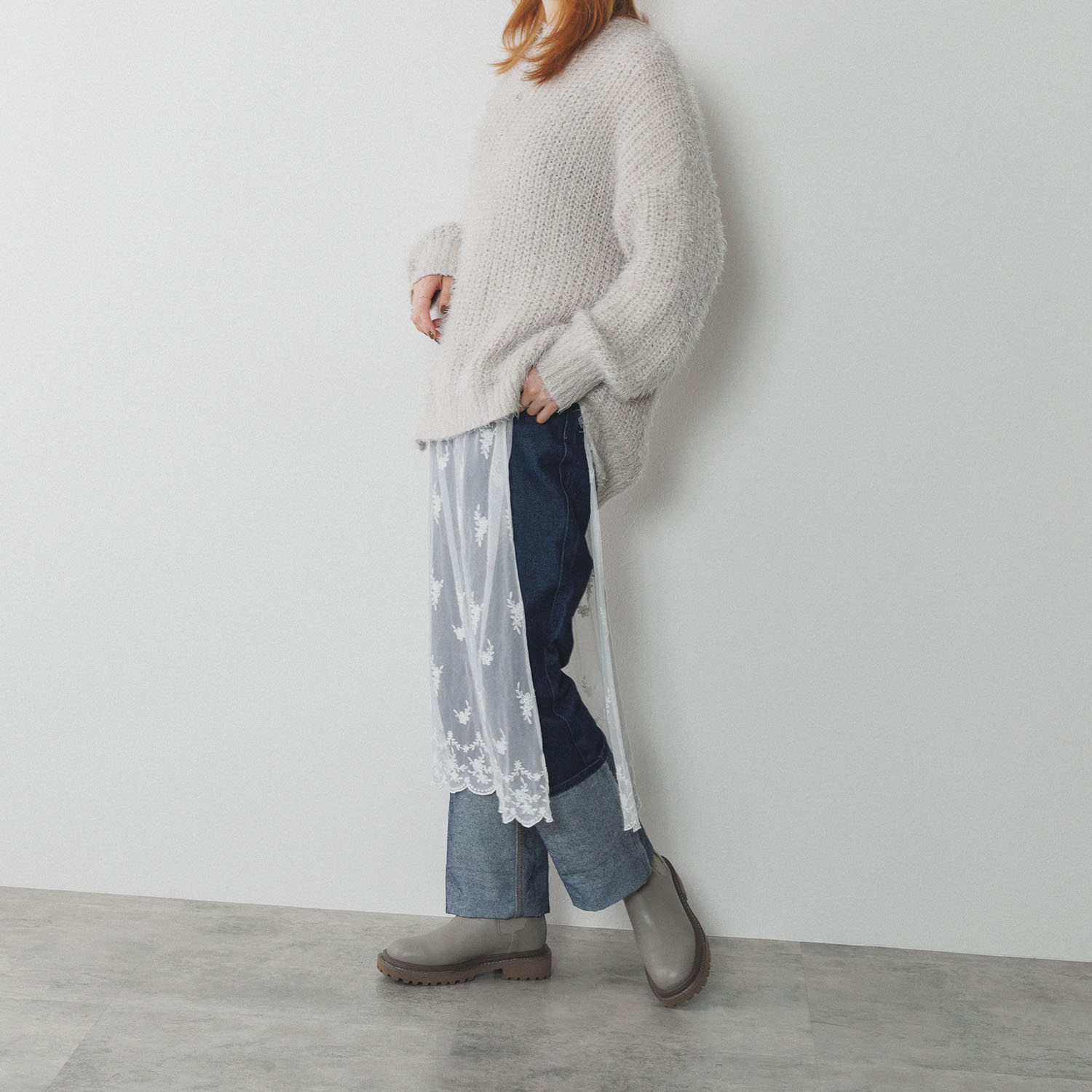 ニカル 本革 サイドゴア ボリュームソールブーツ