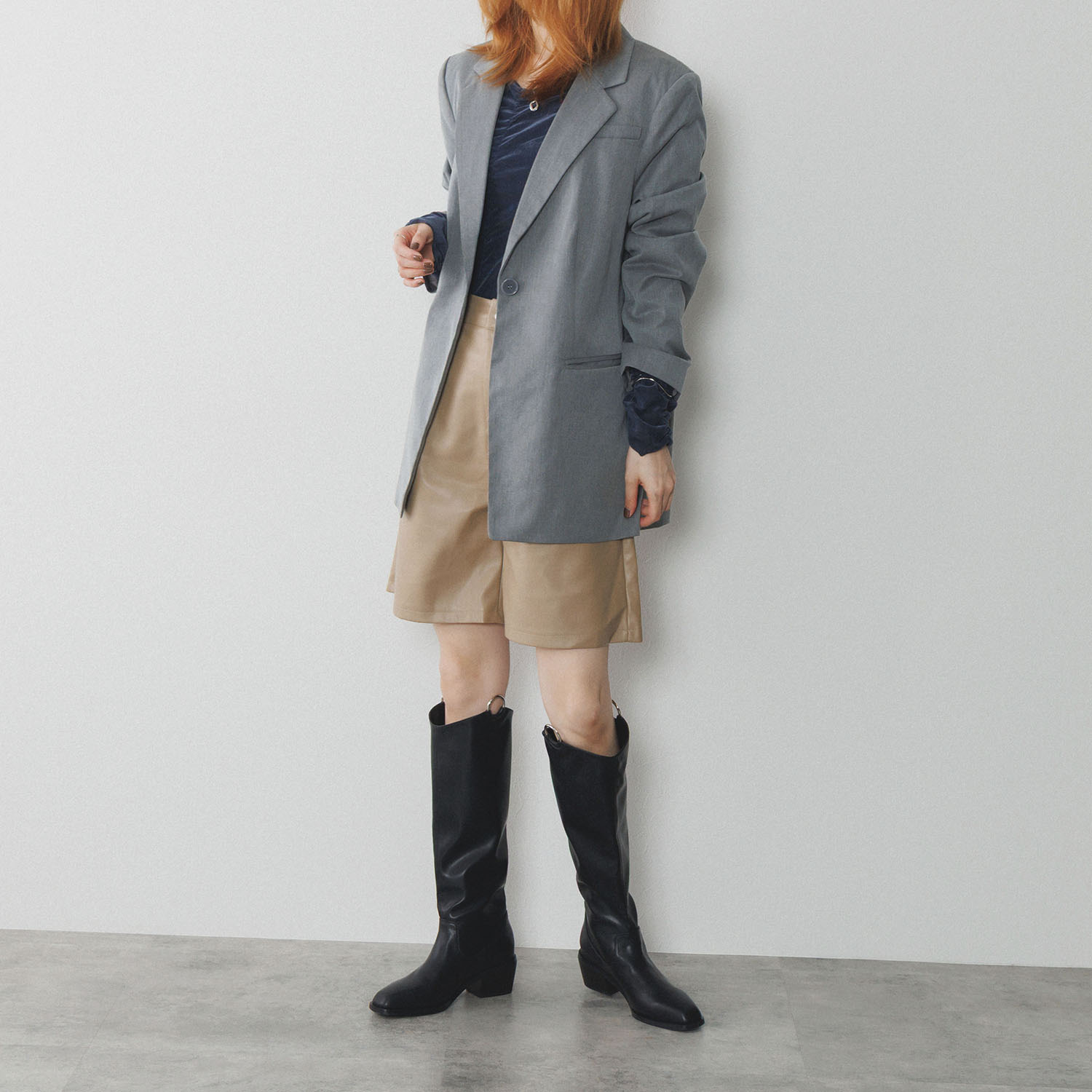 ニカル 好みの丈にアレンジ自在 ２ウェイ リング付ロングブーツ