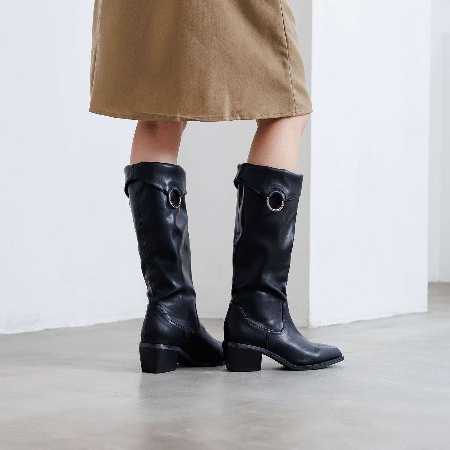 ニカル 好みの丈にアレンジ自在 ２ウェイ リング付ロングブーツ