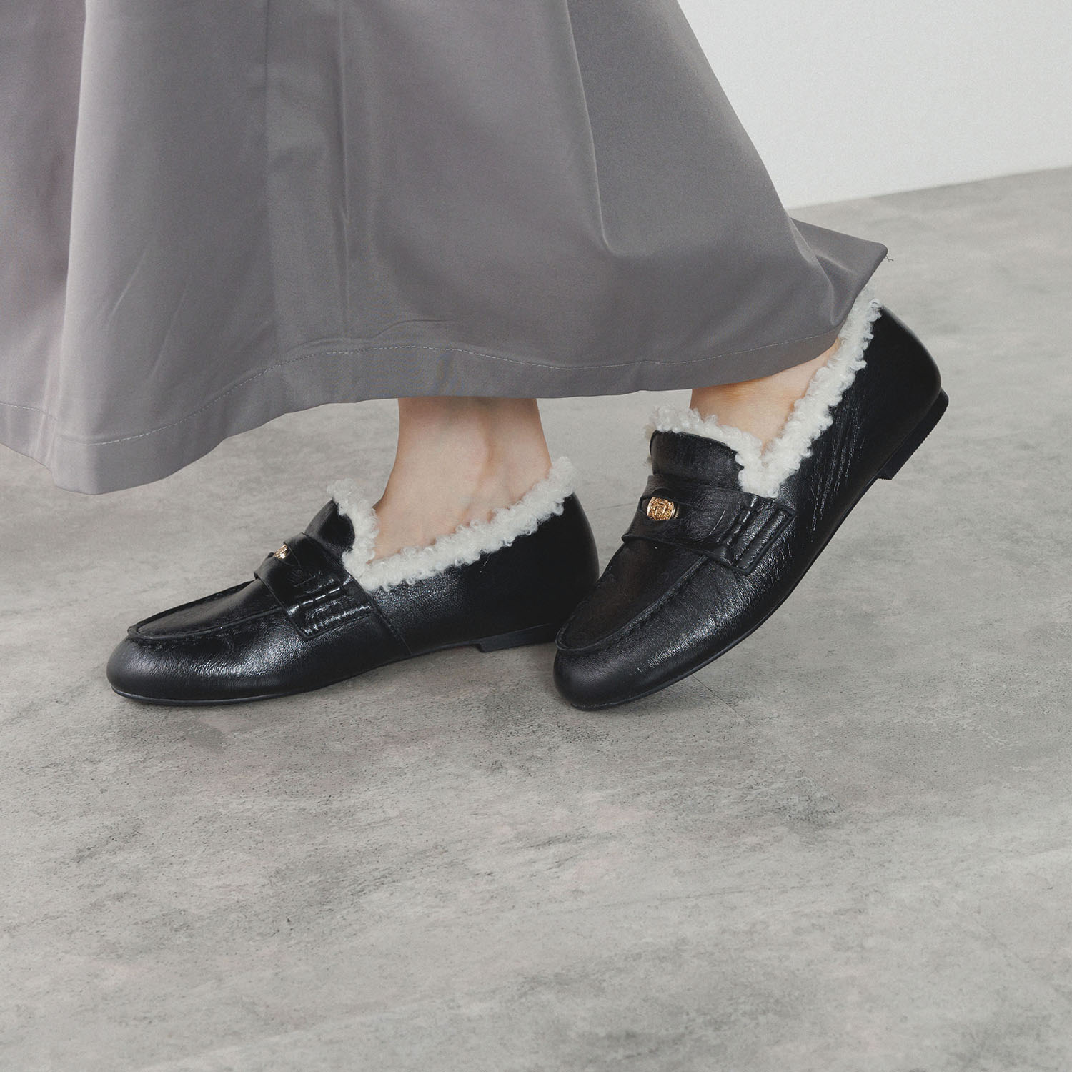 ニカル 本革 カーリーエコファー コインローファー