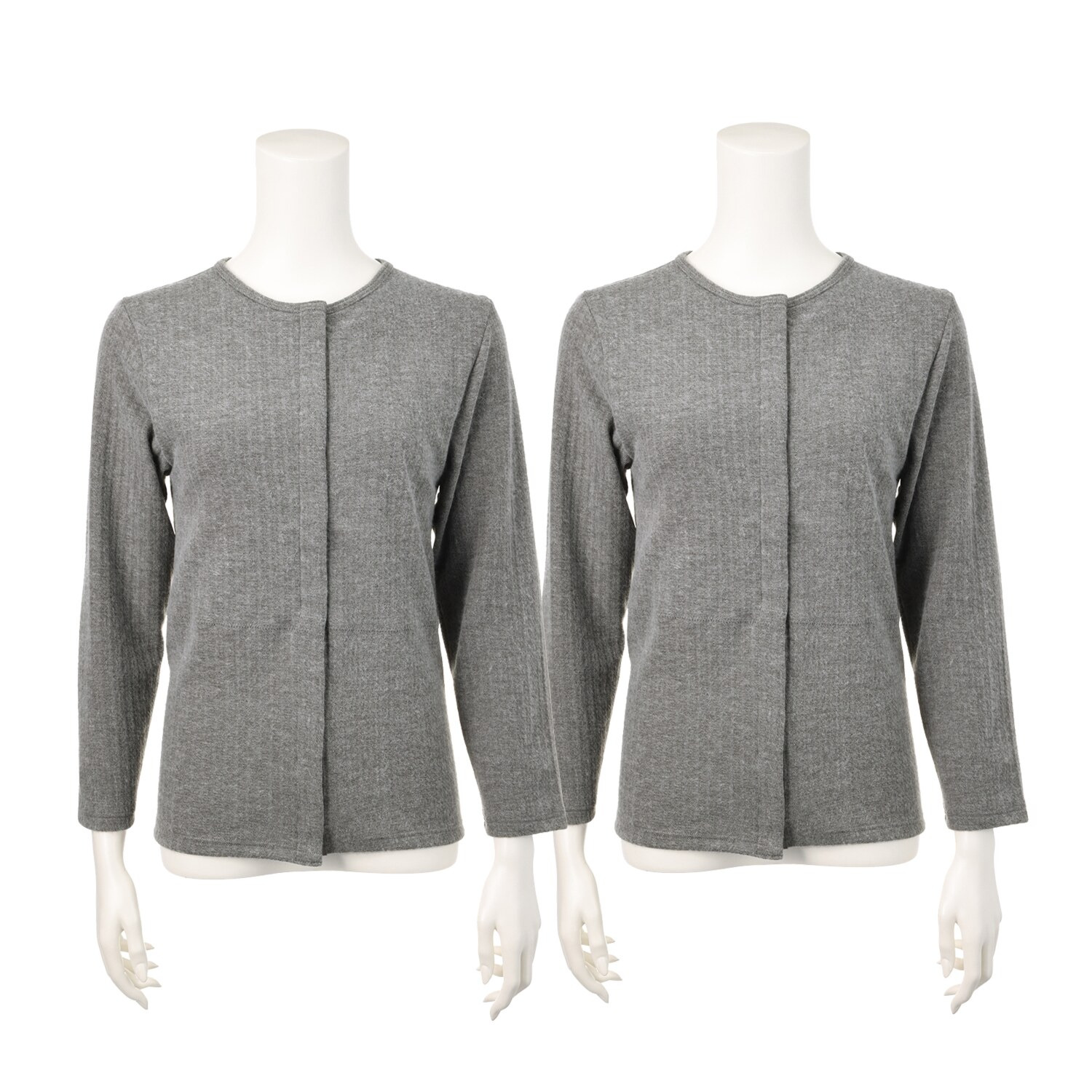 福助 ふんわりあったか両面起毛 スナップボタンで前開き 九分袖インナー 同色２枚セット