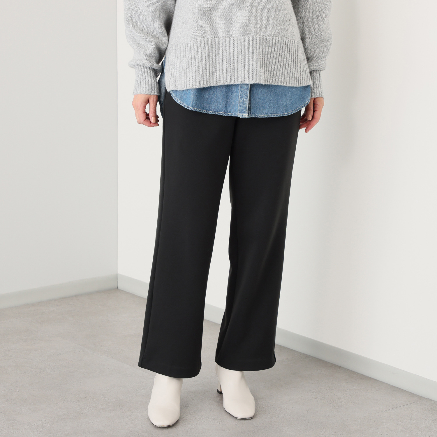 上質ごこち 暖麗エアリー ゆるふわストレートパンツ ＜股下７０ｃｍ＞