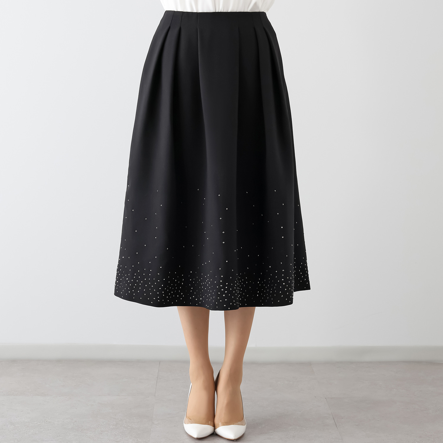 クリス・セリーン ラインストーンの グラデーションが煌めく タックスカート