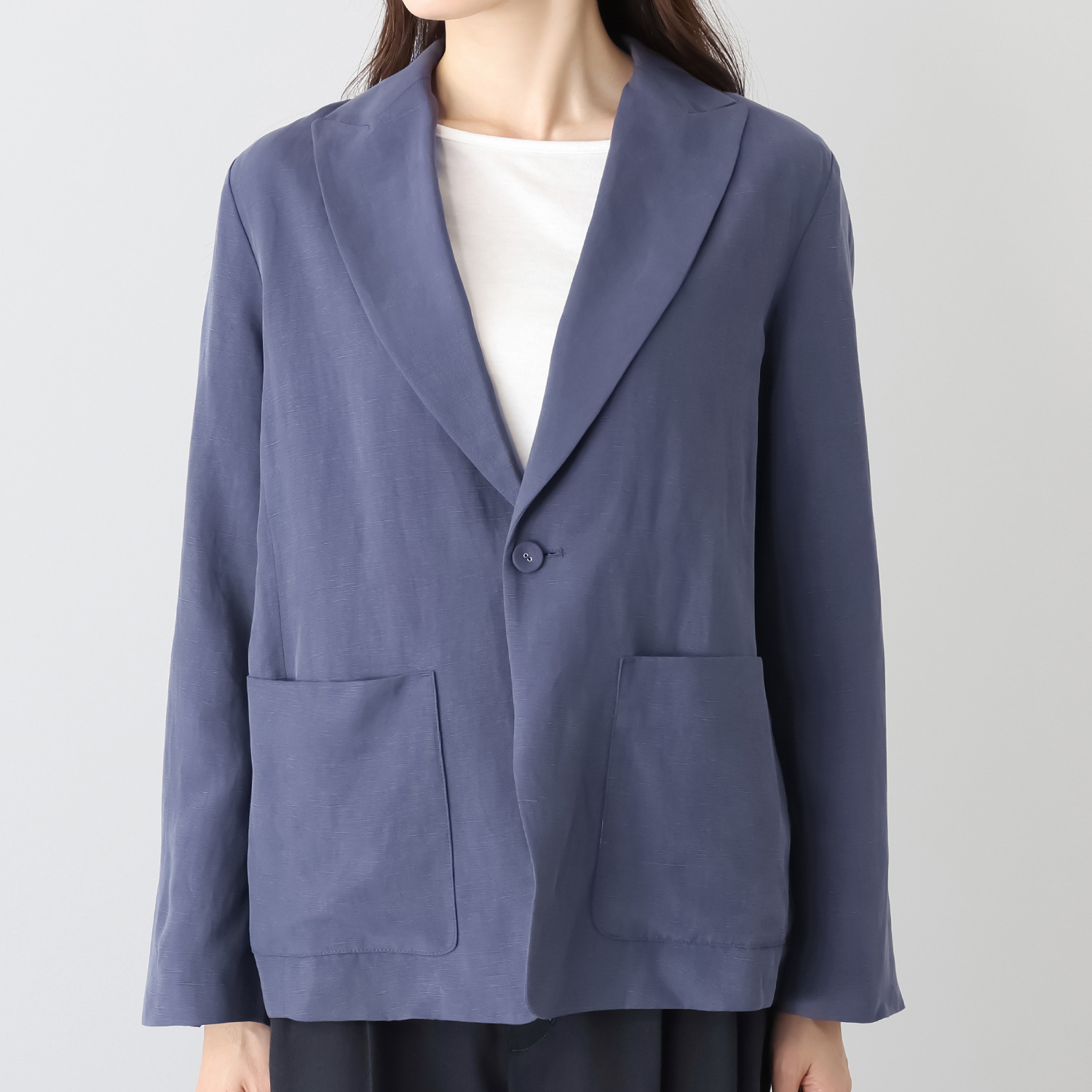 シャビージェンティール ピークドラペル ボックスシルエット テーラードジャケット