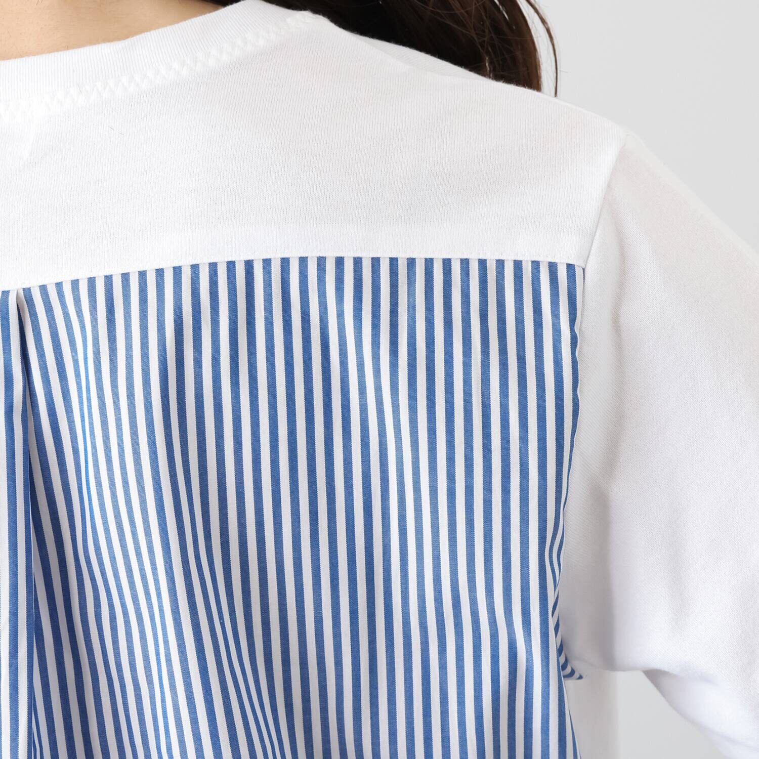 シャビージェンティール 後ろ身頃 ロンドンストライプ コンビネーションＴシャツ