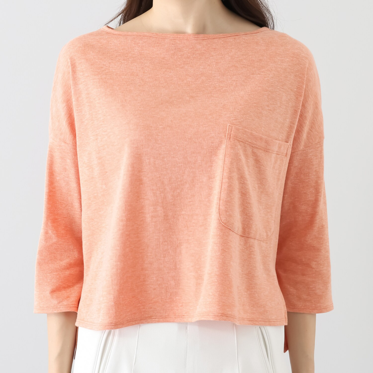 シャビージェンティール ボートネック ドロップショルダー クロップト丈プルオーバー 