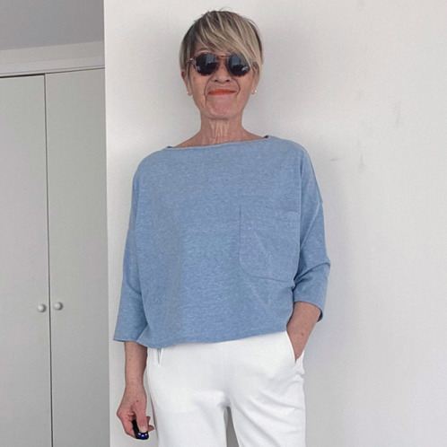 シャビージェンティール ボートネック ドロップショルダー クロップト丈プルオーバー 