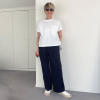 シャビージェンティール 裾ダブルデザイン タックパンツ