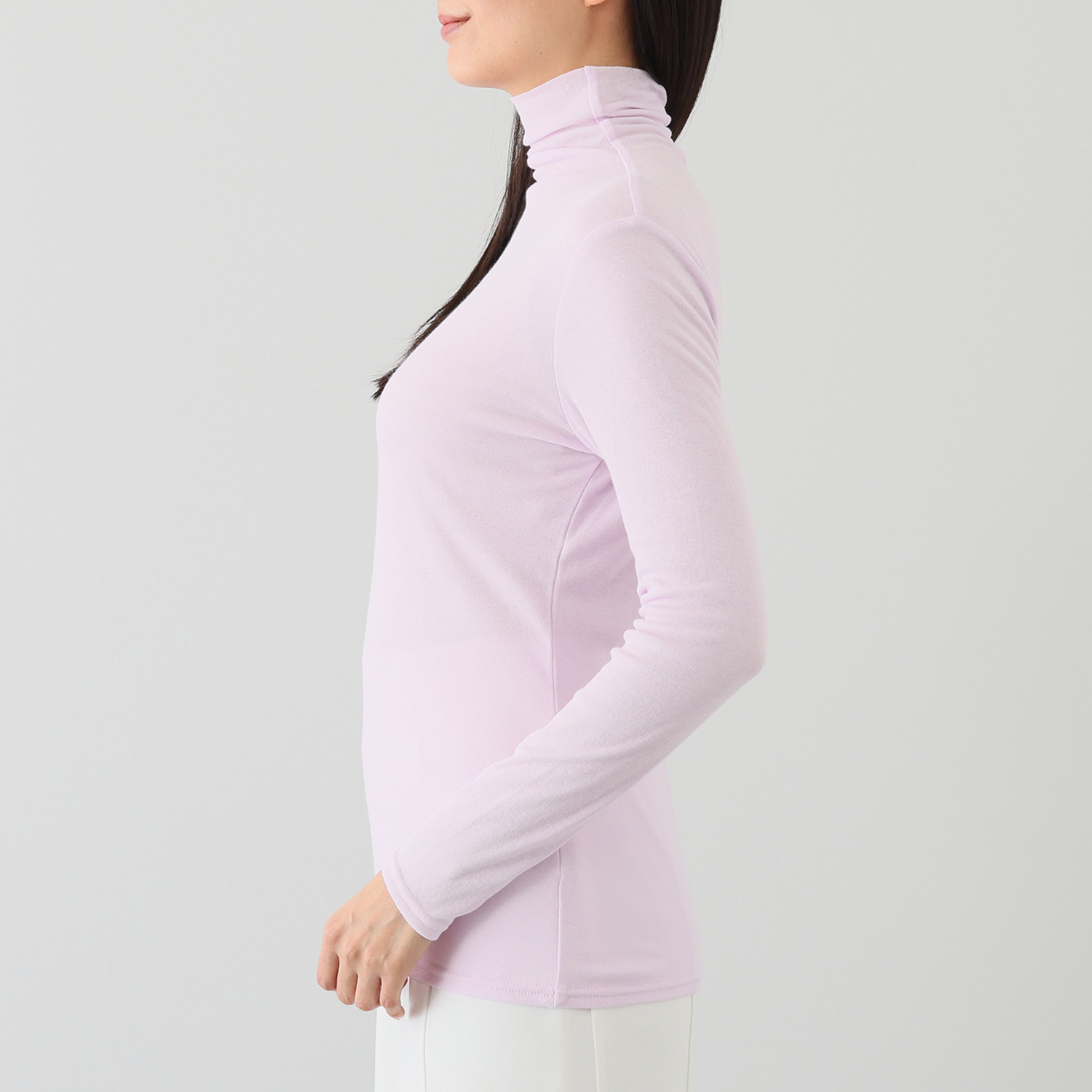 天使の綿シフォン 四六時中着たくなる！ 極上の肌触り！ ボトルネック 二重長袖プルオーバー