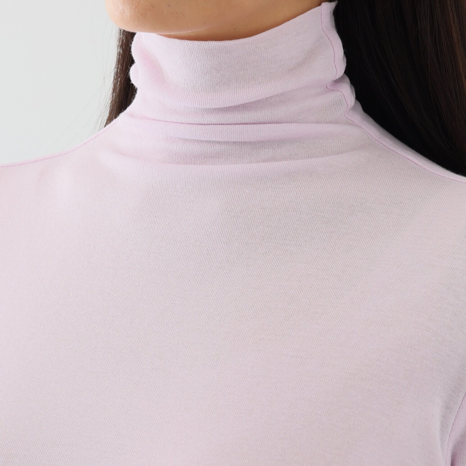 天使の綿シフォン 四六時中着たくなる！ 極上の肌触り！ ボトルネック 二重長袖プルオーバー