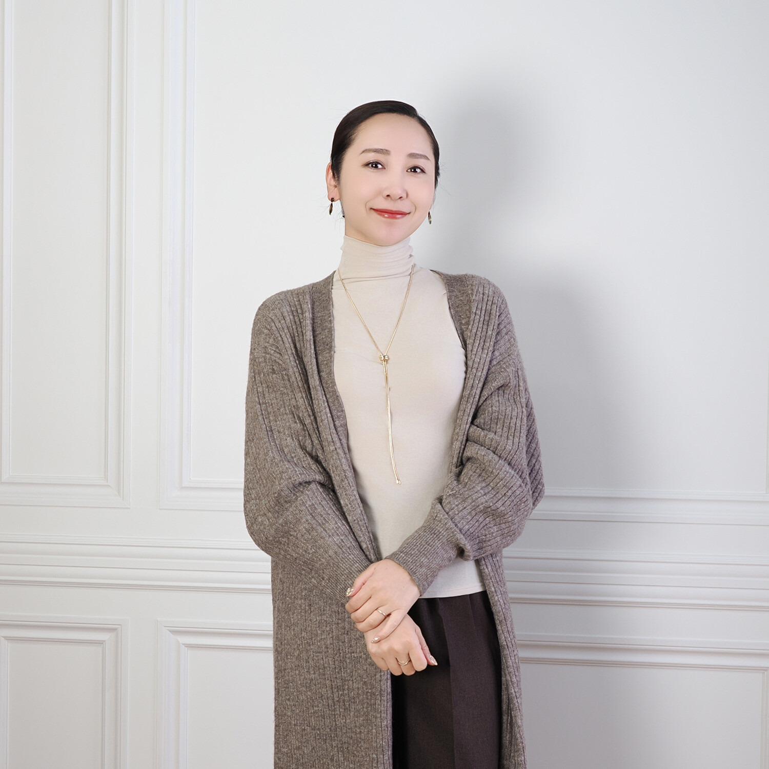 天使の綿シフォン 四六時中着たくなる！ 極上の肌触り！ ボトルネック 二重長袖プルオーバー