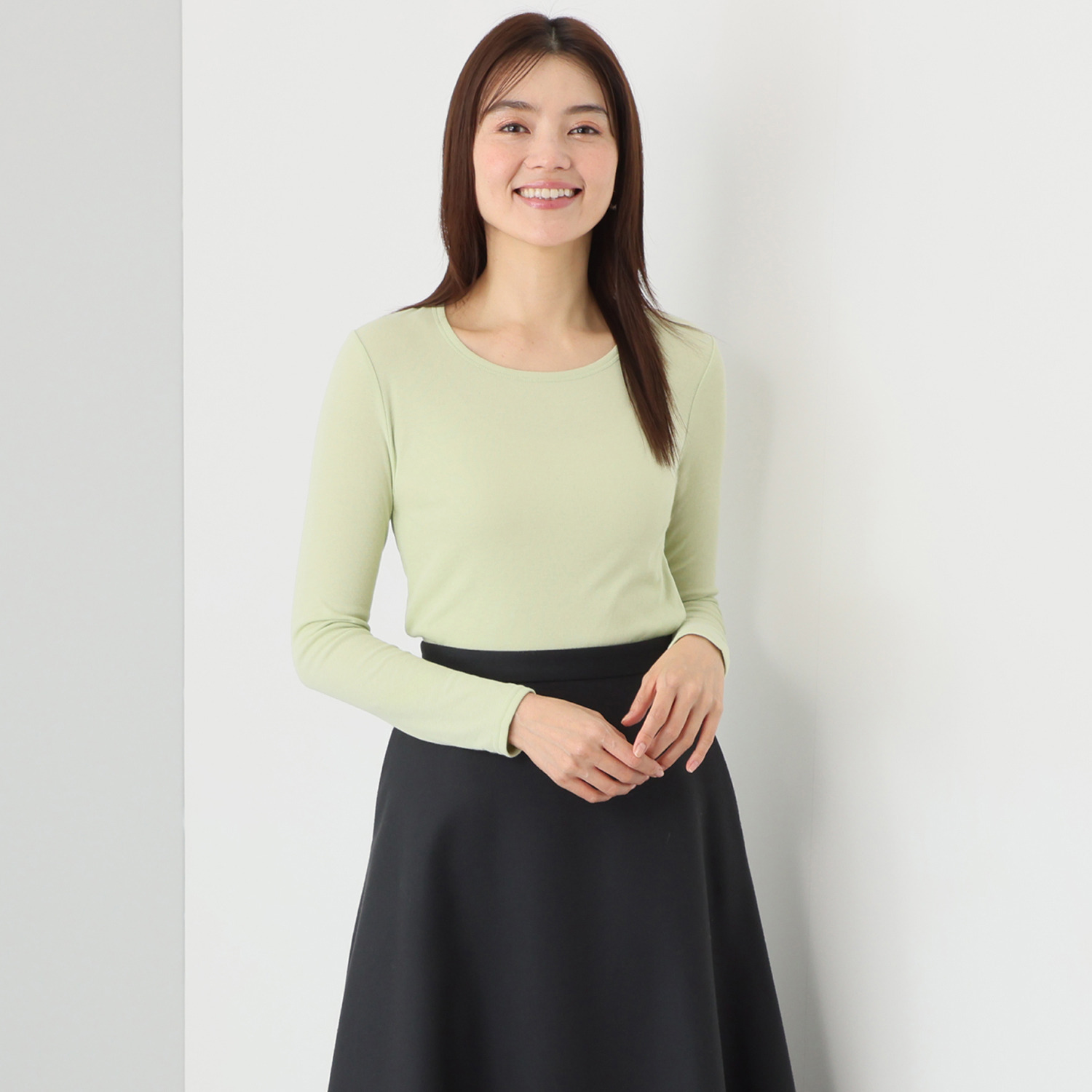 天使の綿シフォン 四六時中着たくなる！ 極上の肌触り！ ラウンドネック 二重長袖プルオーバー