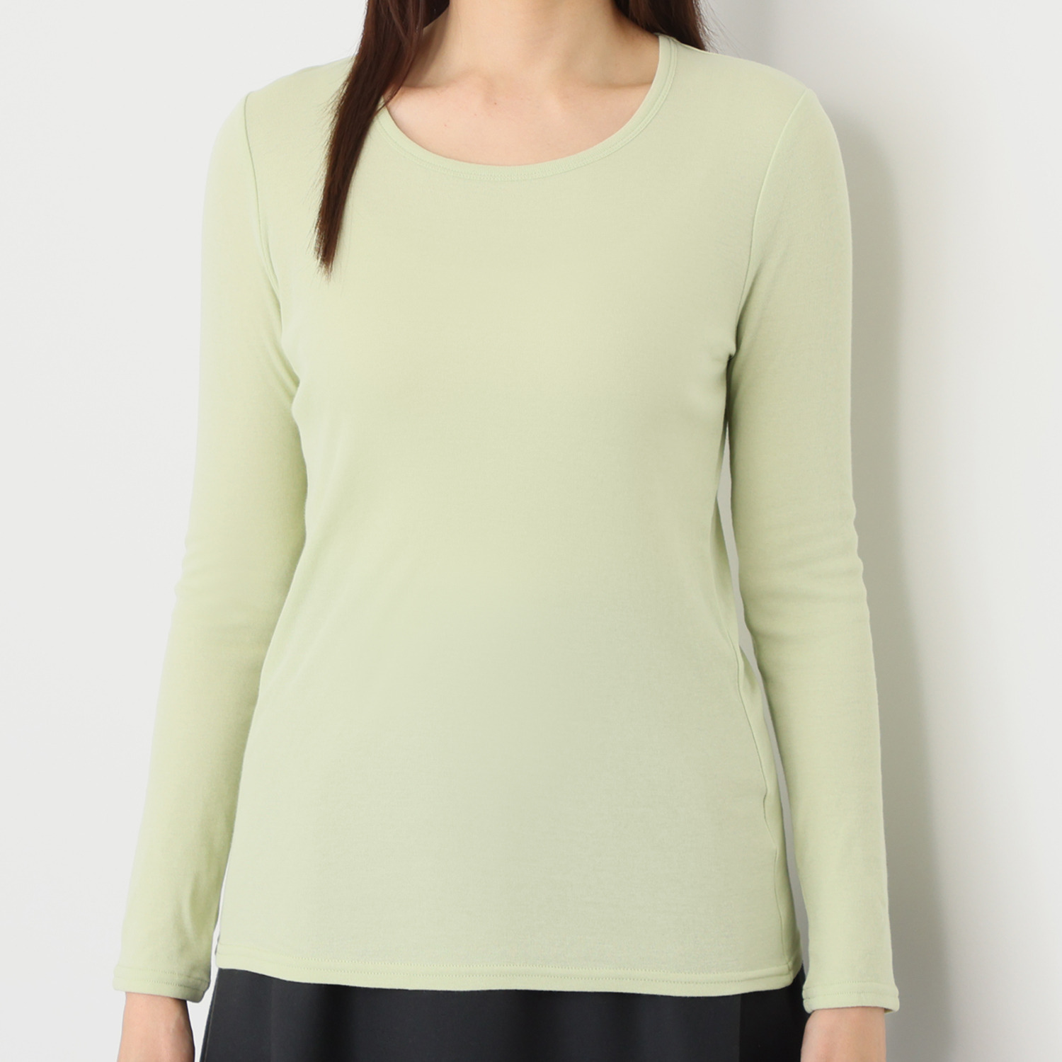 天使の綿シフォン 四六時中着たくなる！ 極上の肌触り！ ラウンドネック 二重長袖プルオーバー