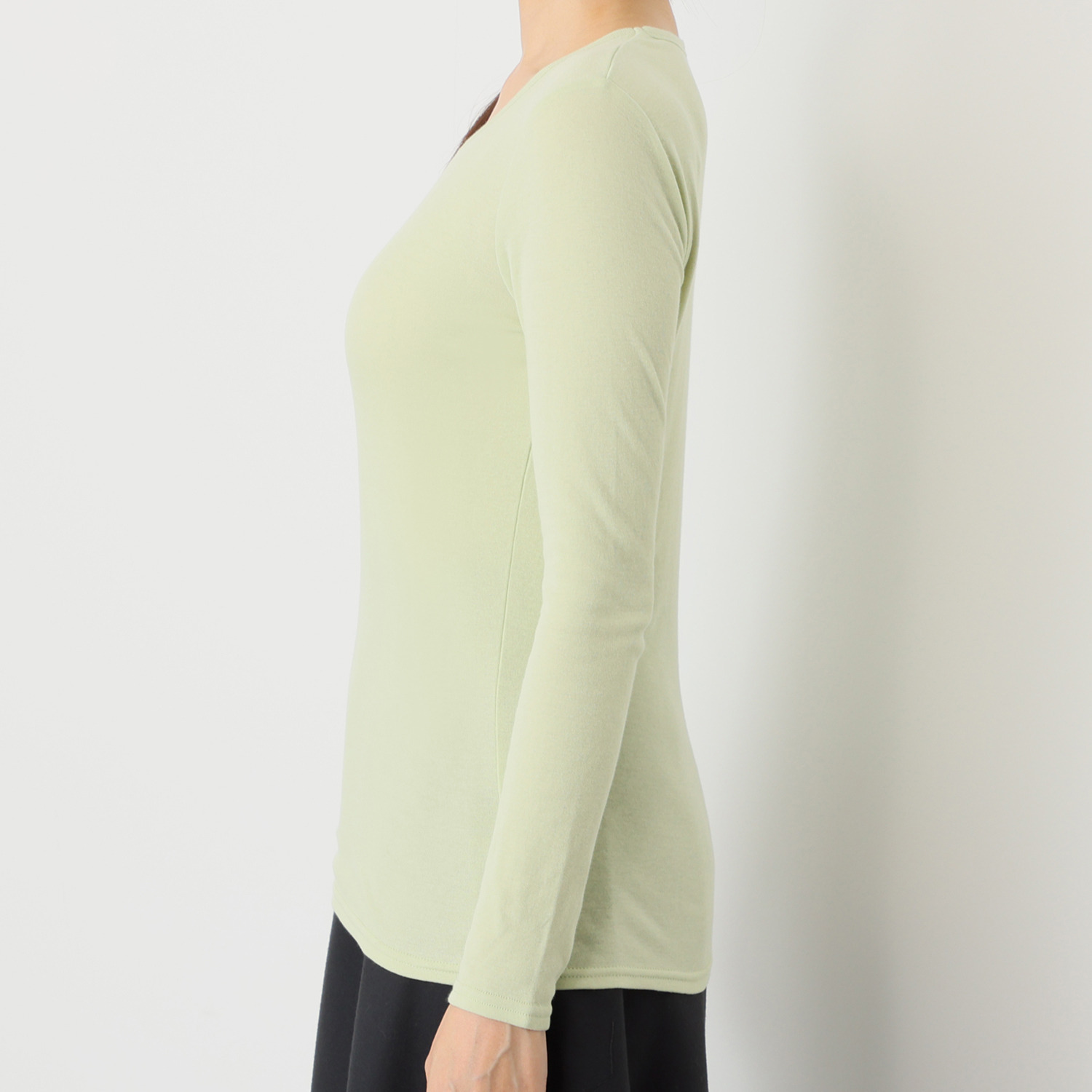 天使の綿シフォン 四六時中着たくなる！ 極上の肌触り！ ラウンドネック 二重長袖プルオーバー