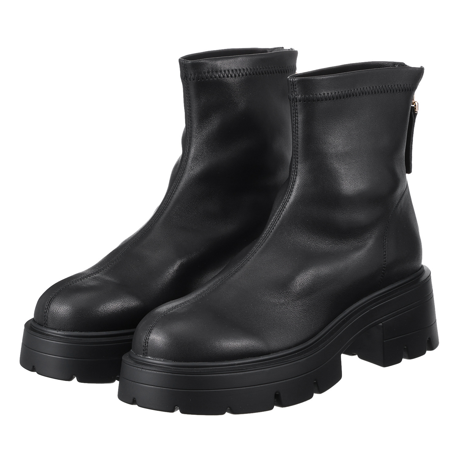 ニカル バックファスナー 厚底ブーツ