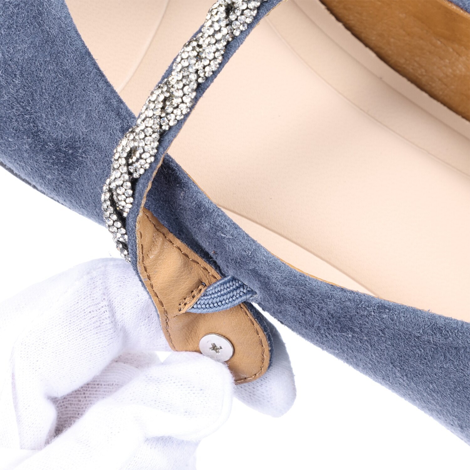 ニカル ラインストーン ストラップパンプス