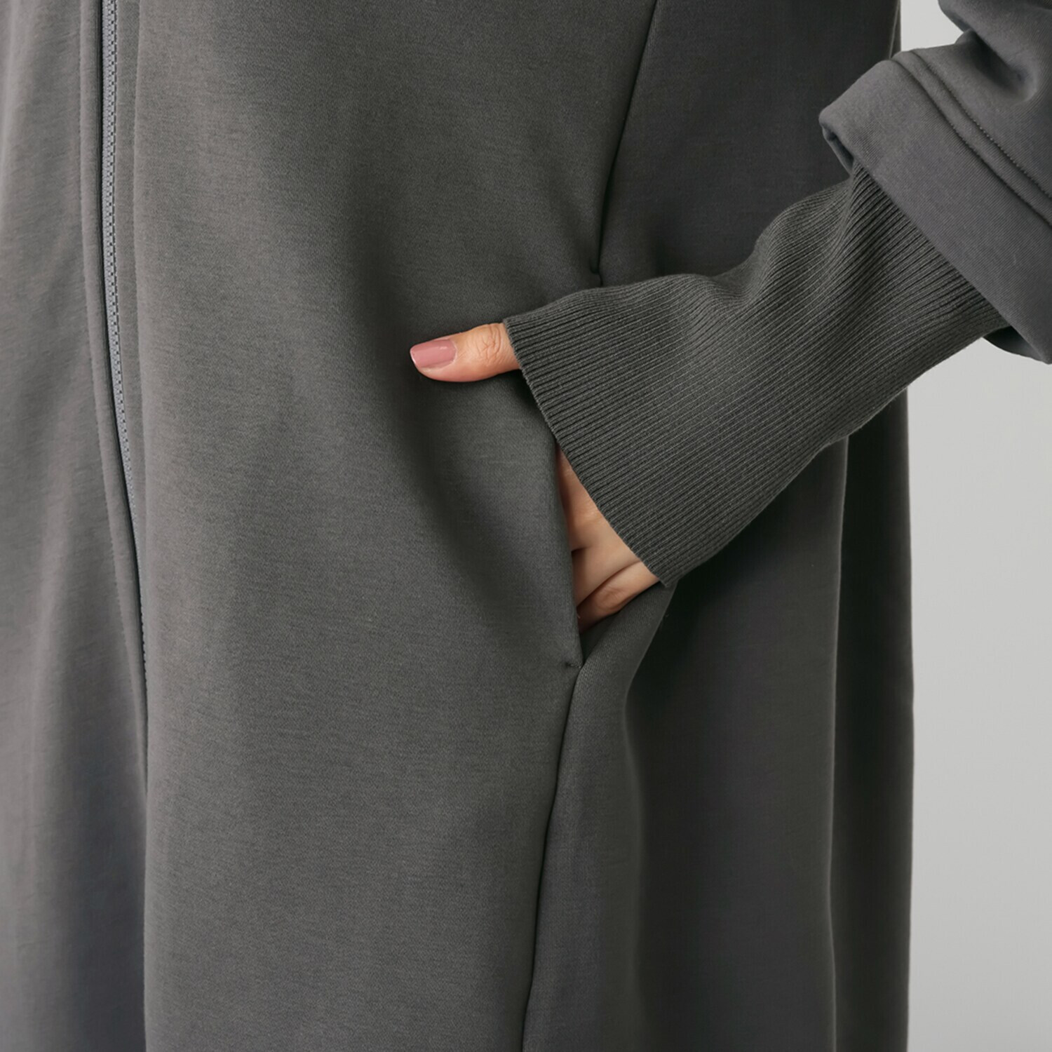 イシカワラボ★ヒトミ 裏ミンク調起毛 ソフトダンボール フーディーロングコート