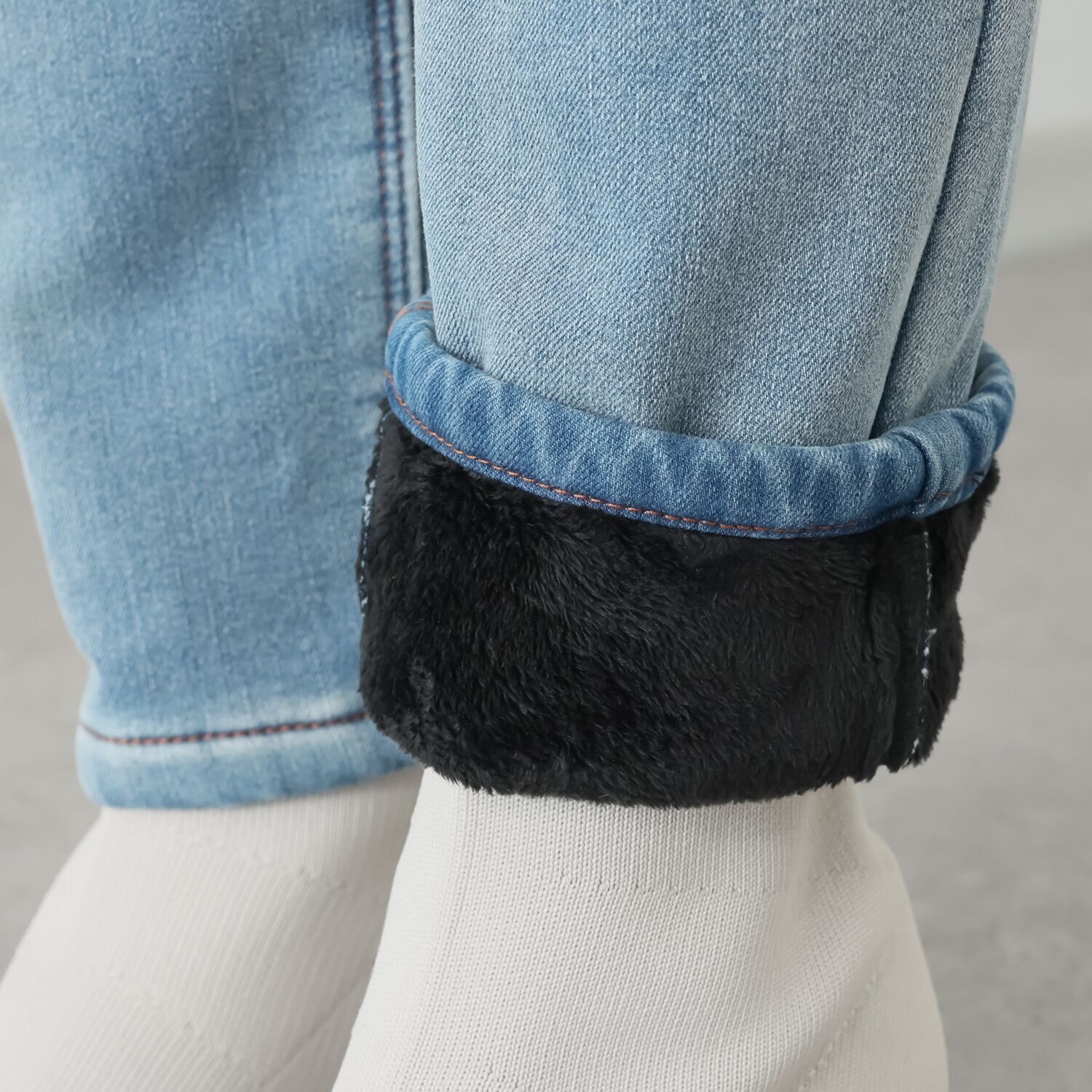 イシカワラボ★ヒトミ 裏ボアボンディング スタイリッシュ デニムスリムパンツ