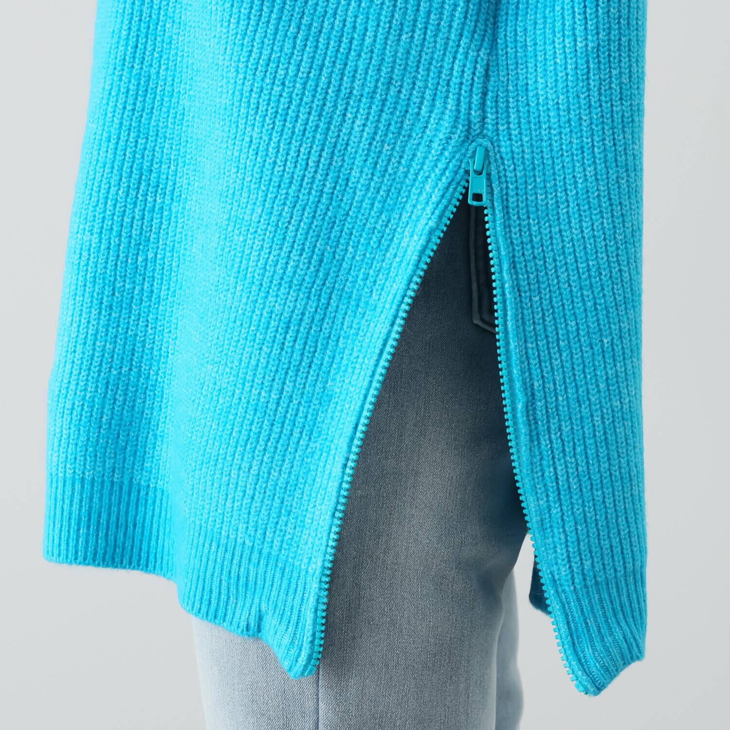 イシカワラボ★ヒトミ 片畦編 サイドファスナーデザイン ニットチュニック