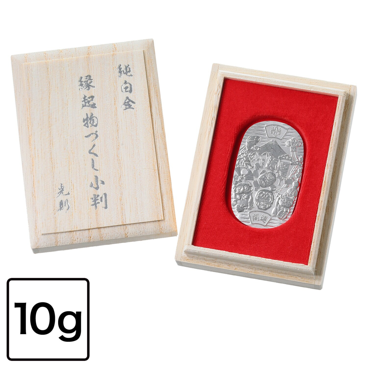 光則 純プラチナ製　小判 “縁起物づくし” ＜１０ｇ＞