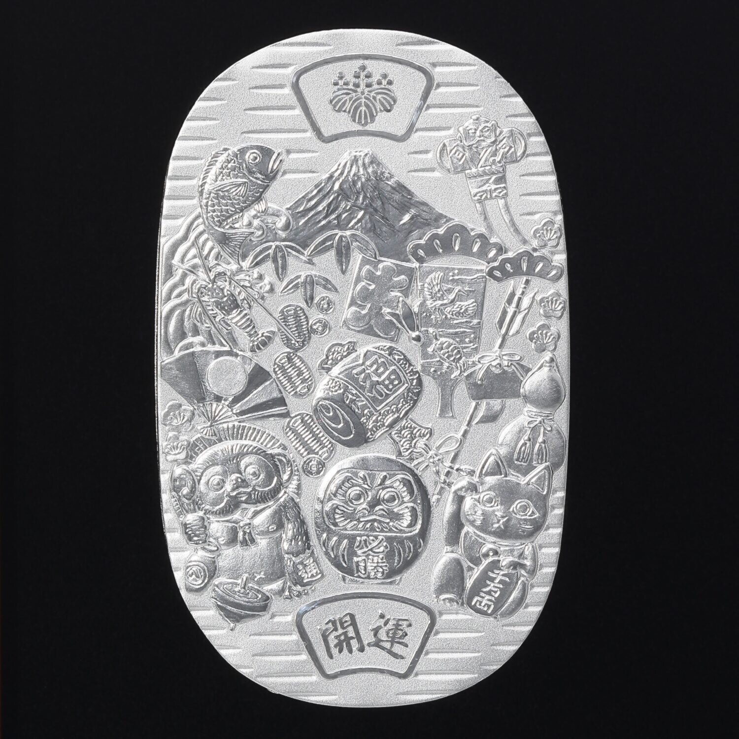 光則 純プラチナ製　小判 “縁起物づくし” ＜３０ｇ＞