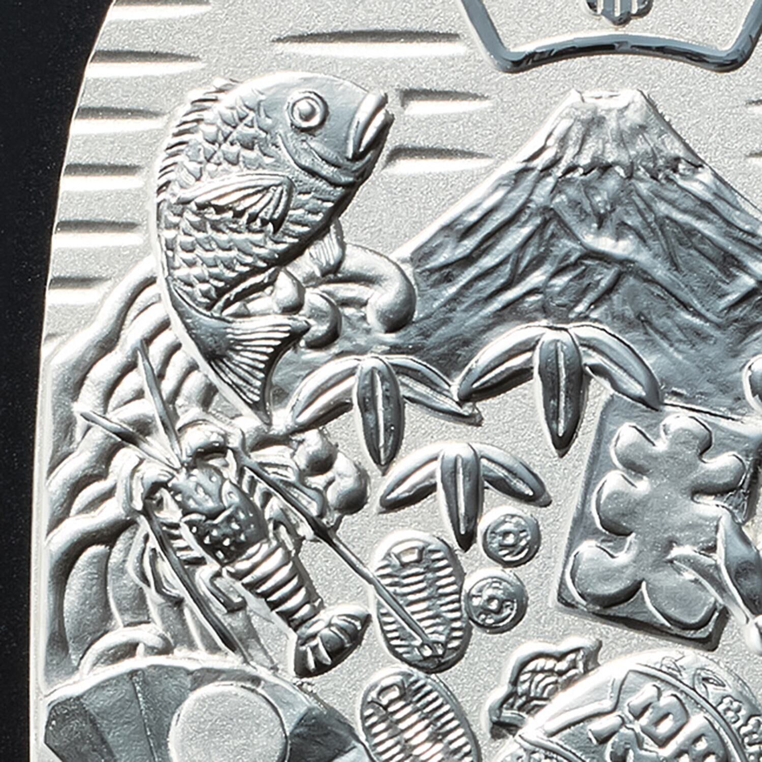 光則 純プラチナ製　小判 “縁起物づくし” ＜３０ｇ＞