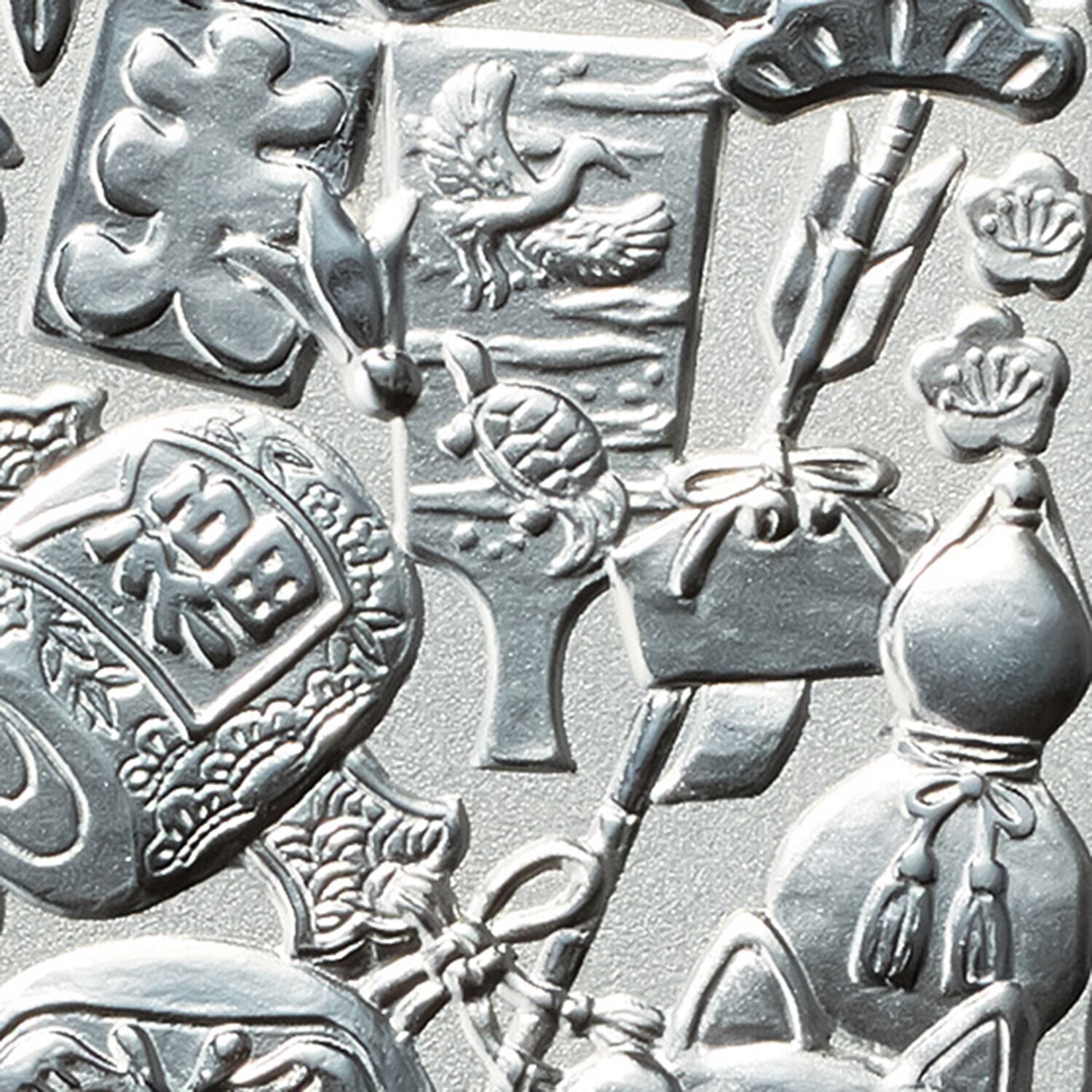 光則 純プラチナ製　大判 “縁起物づくし” ＜１００ｇ＞