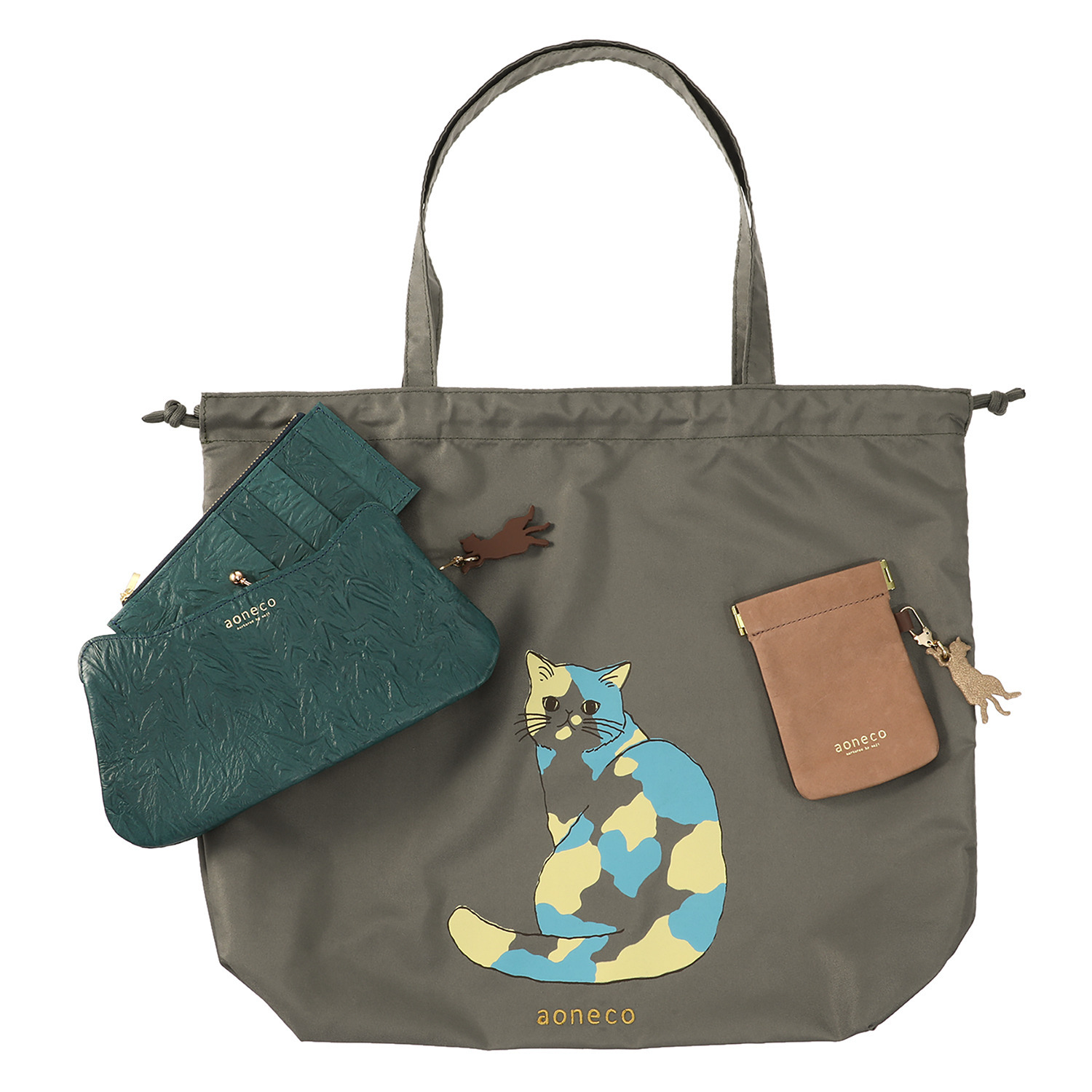 アオネコ 一足早いにゃんにゃん猫袋 ロングウォレットセット ＜保護ネコ寄付チケット 　１３００円分付＞