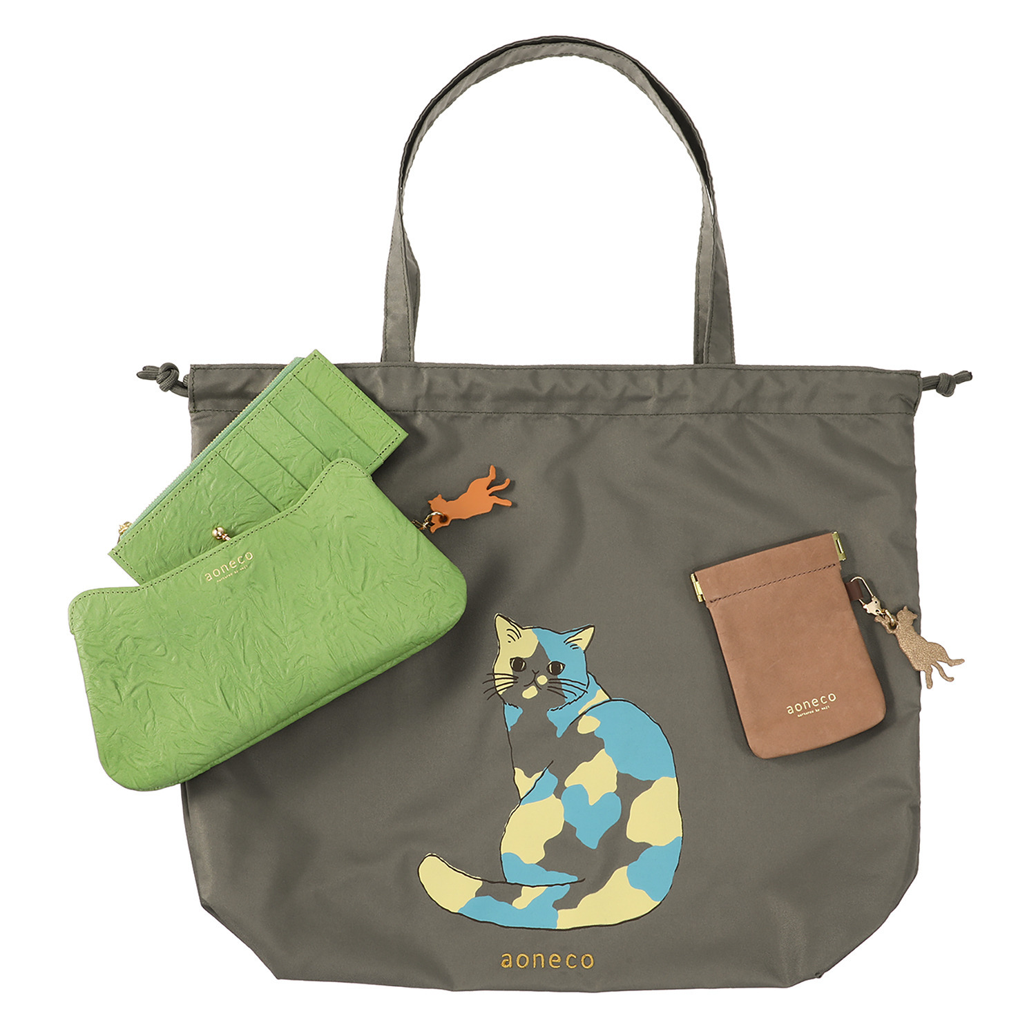 アオネコ 一足早いにゃんにゃん猫袋 ロングウォレットセット ＜保護ネコ寄付チケット 　１３００円分付＞