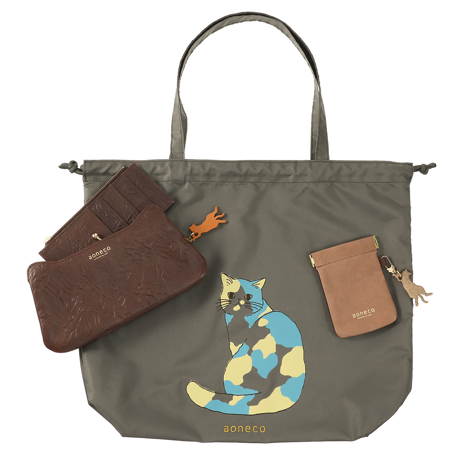 アオネコ 一足早いにゃんにゃん猫袋 ロングウォレットセット ＜保護ネコ寄付チケット 　１３００円分付＞