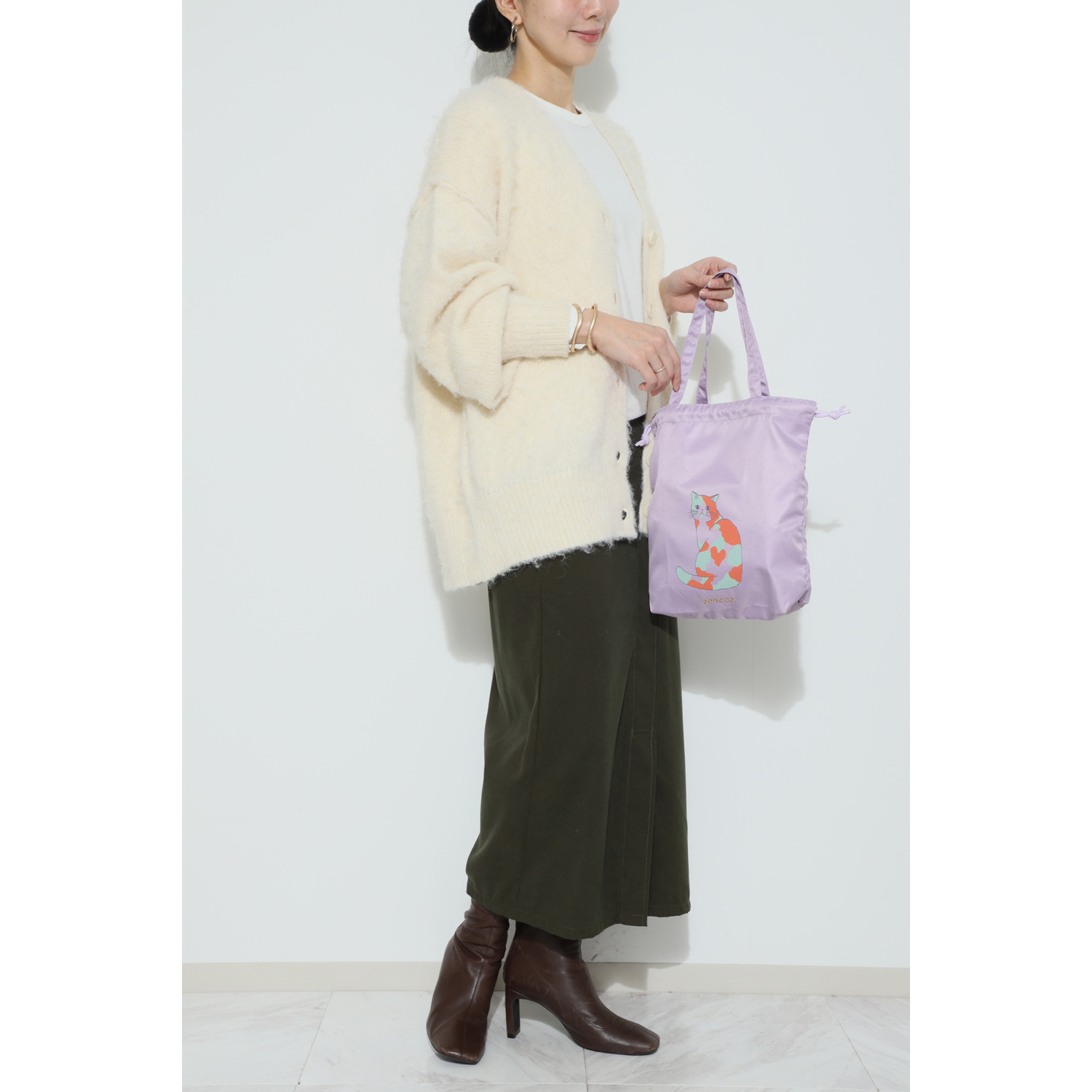 アオネコ 一足早いにゃんにゃん猫袋 ロングウォレットセット ＜保護ネコ寄付チケット 　１３００円分付＞