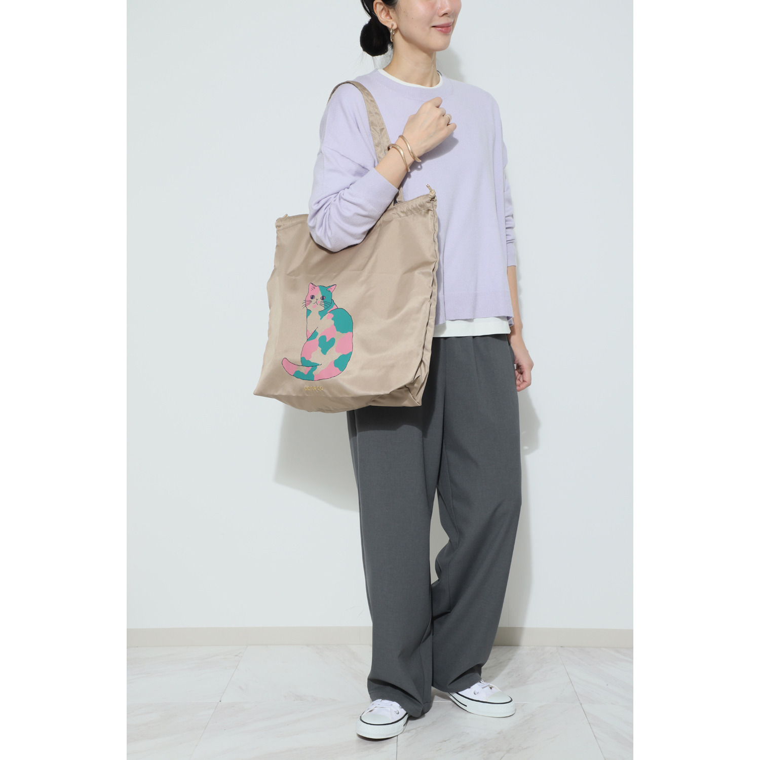 アオネコ 一足早いにゃんにゃん猫袋 ポシェットセット ＜保護ネコ寄付チケット 　２０００円分付＞