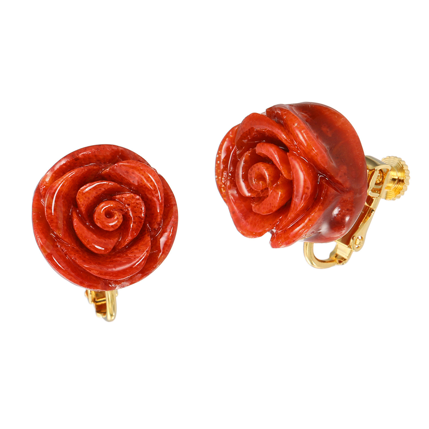 バイ　ネイチャー イソバナサンゴ ローズデザイン イヤリング／ピアス