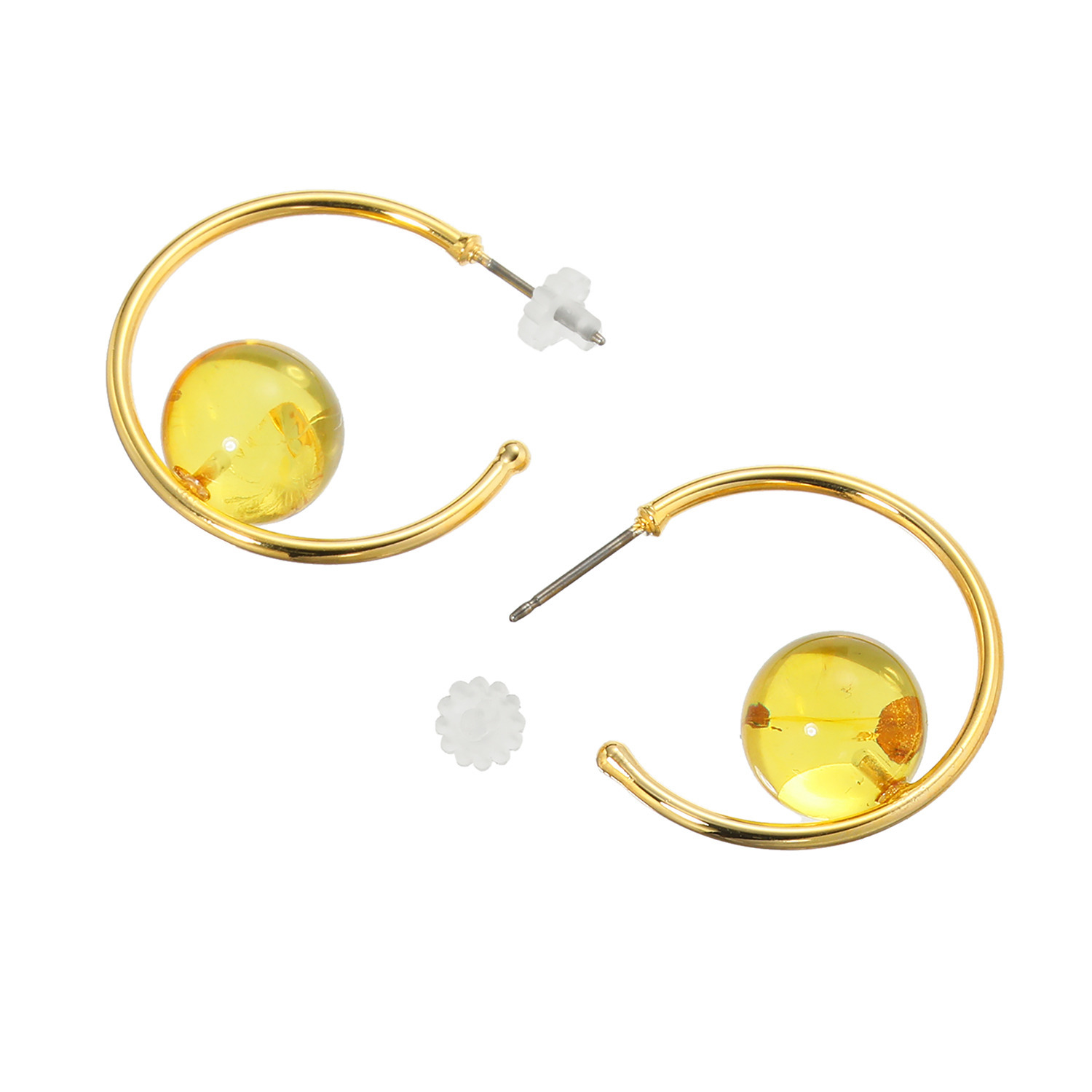 バイ　ネイチャー 琥珀 フープピアス