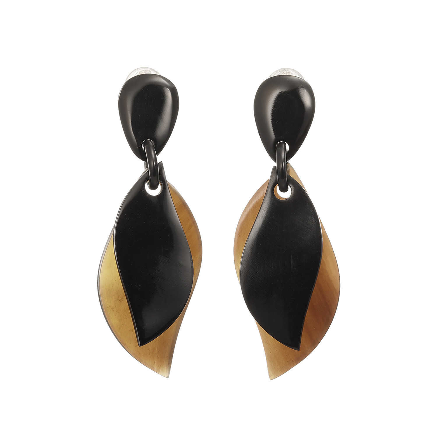 ミル・レーヴ 水牛 レイヤードリーフ イヤリング／ピアス