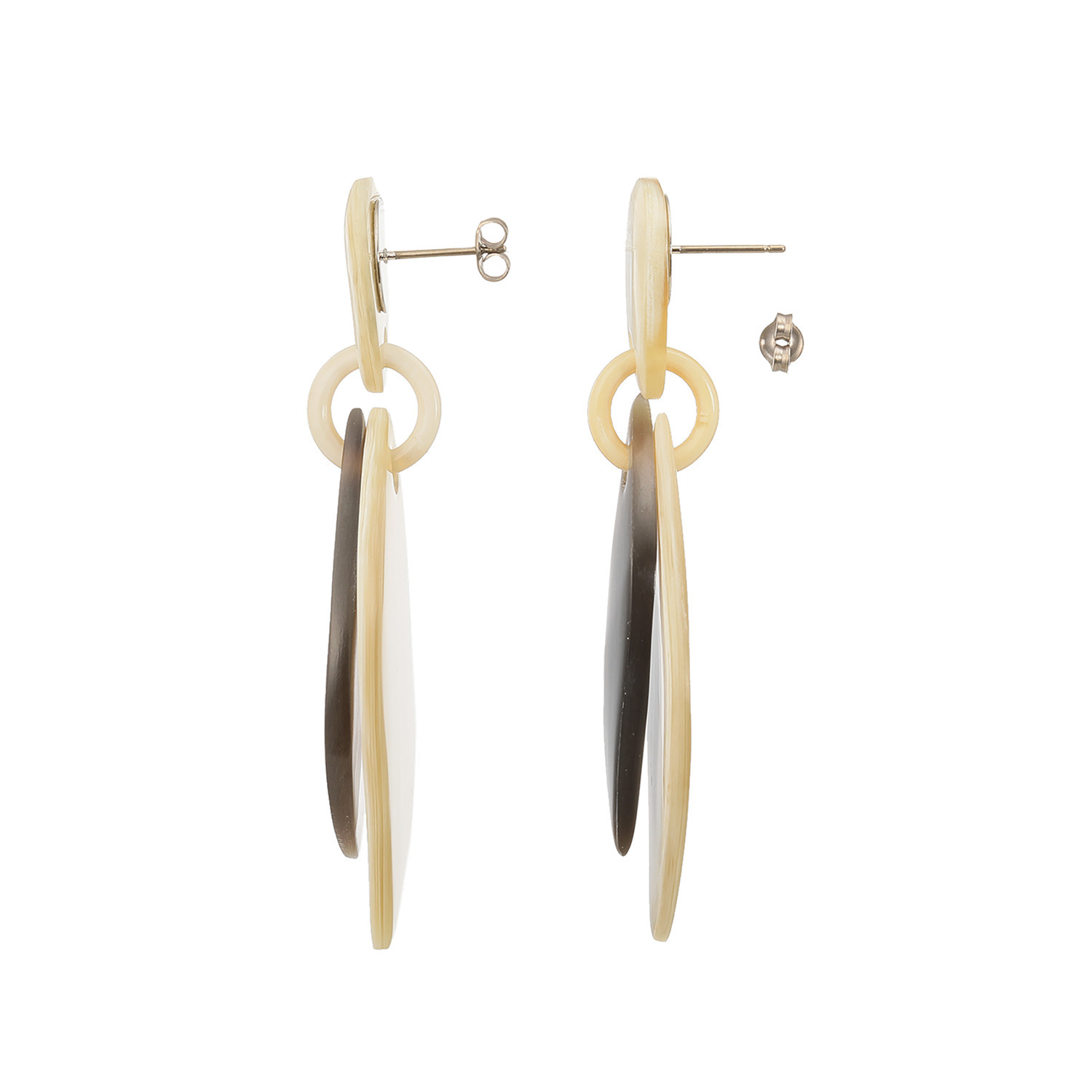 ミル・レーヴ 水牛 レイヤードリーフ イヤリング／ピアス