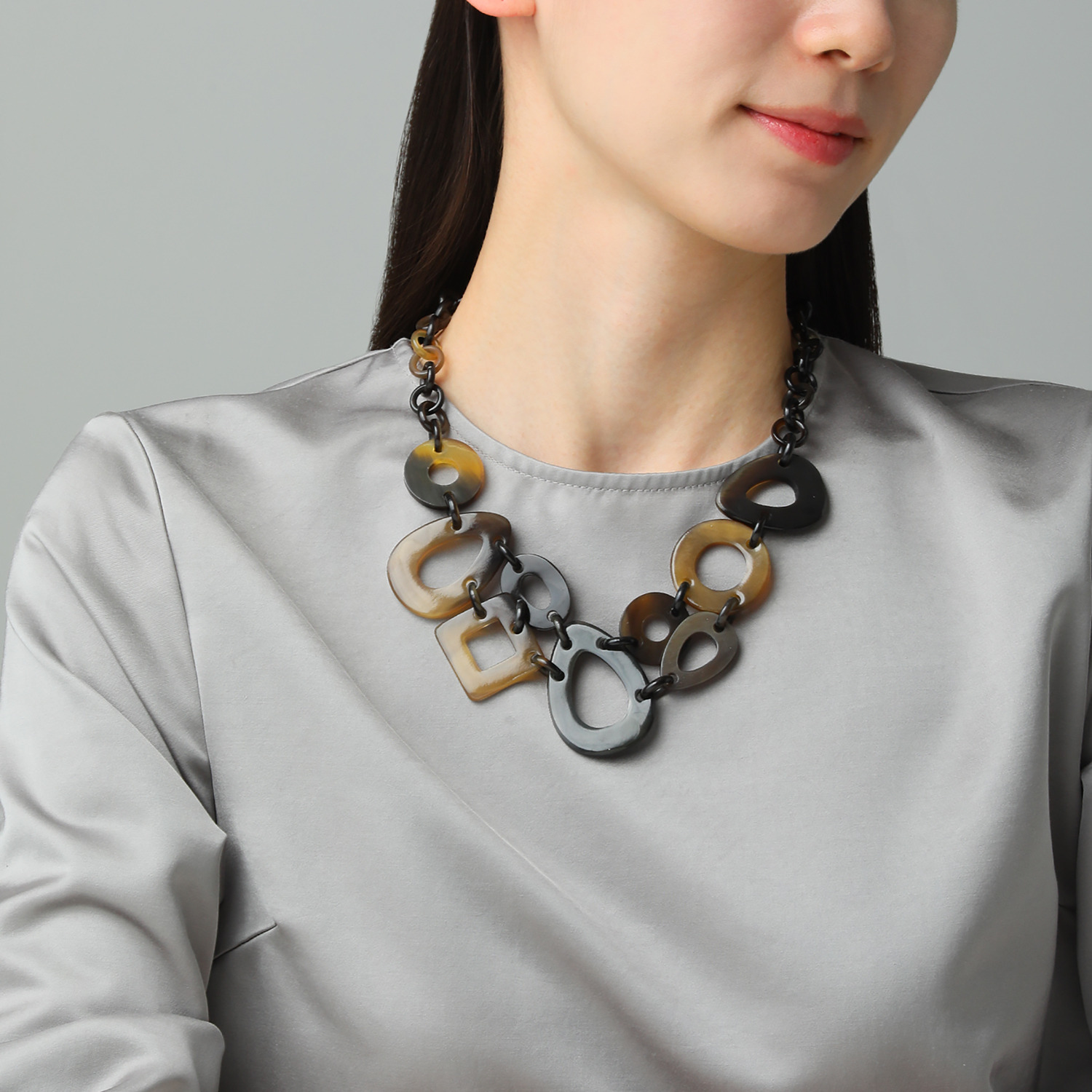 ミル・レーヴ 水牛 ミックスオープンワーク ネックレス