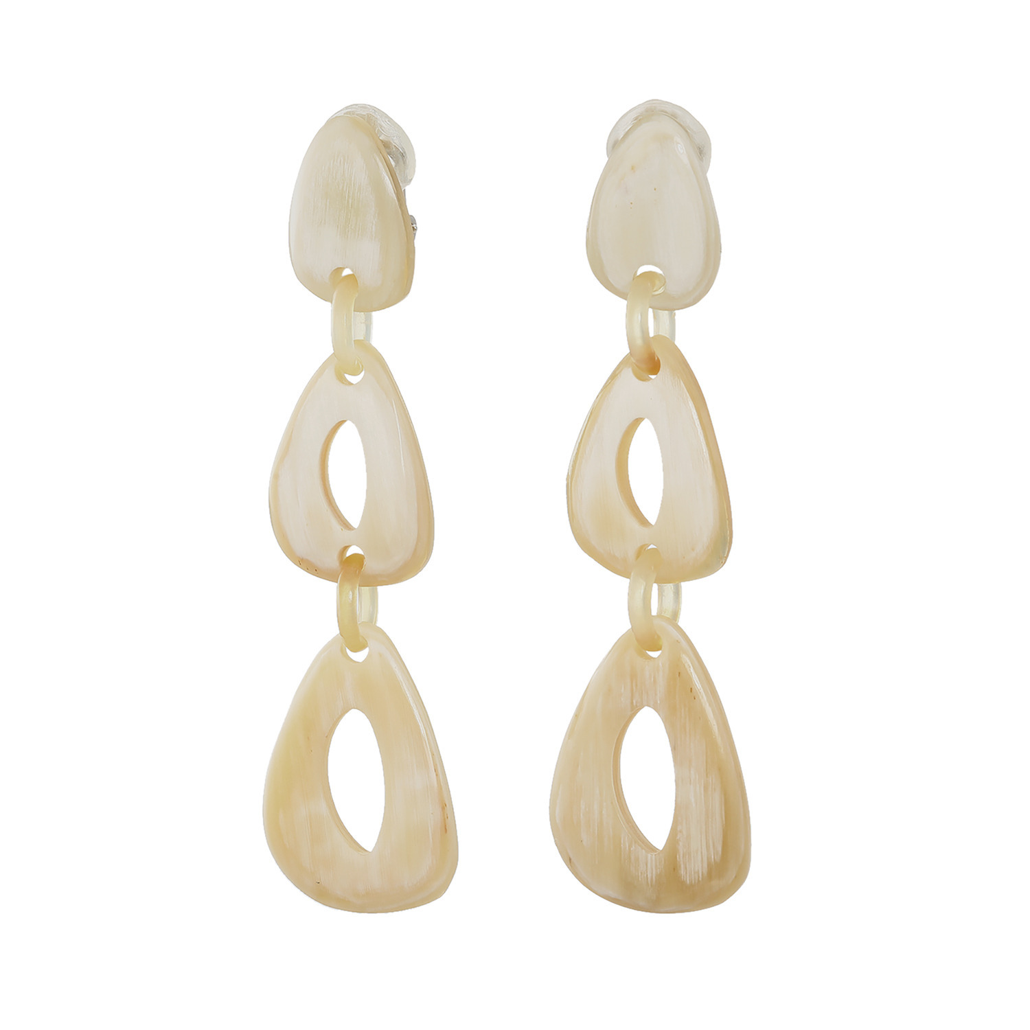 ミル・レーヴ 水牛 ドロップデザイン イヤリング／ピアス