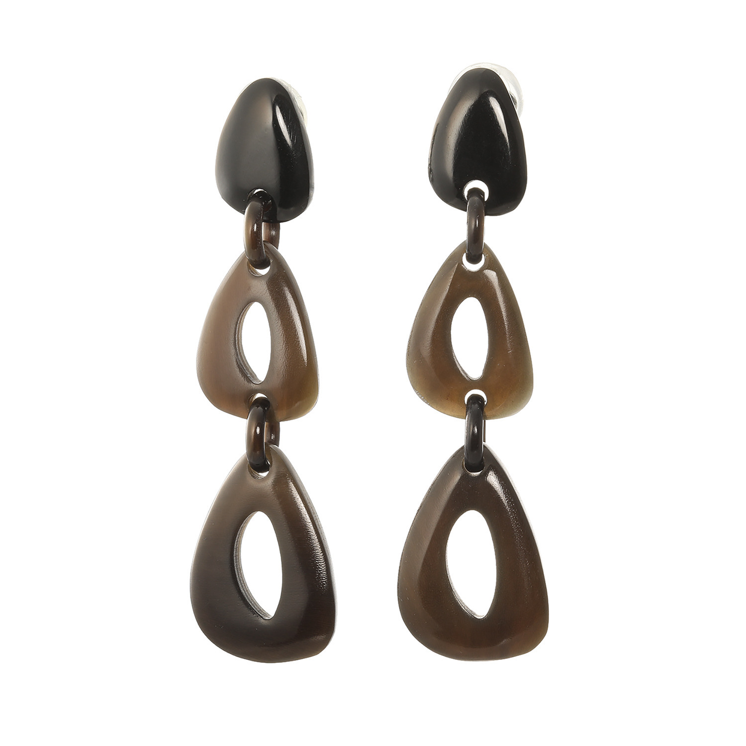 ミル・レーヴ 水牛 ドロップデザイン イヤリング／ピアス